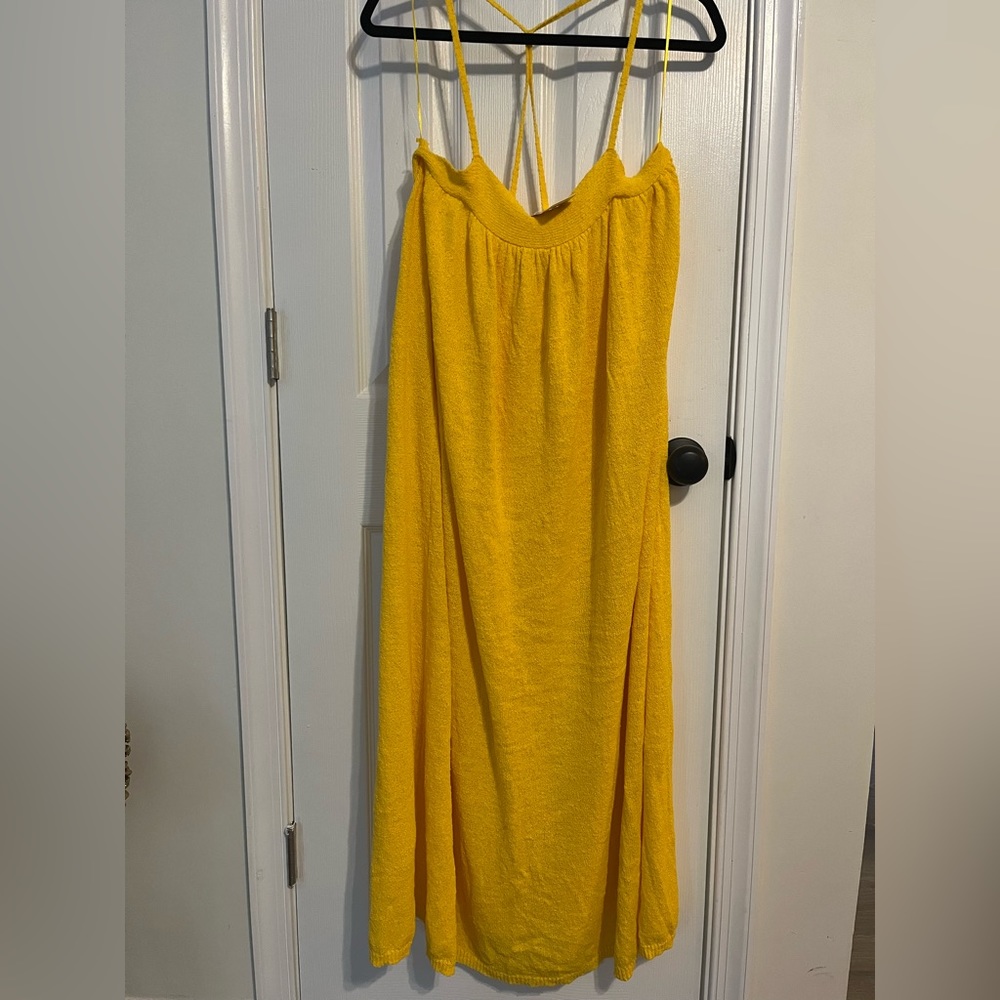 Free People Yellow Maxi Dress with Spaghetti Straps
